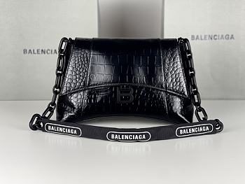 Balenciaga Crocodile Downtown Black Bag - 29x10x18cm