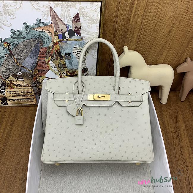 Hermes Birkin 30cm white ostrich leather  - 1