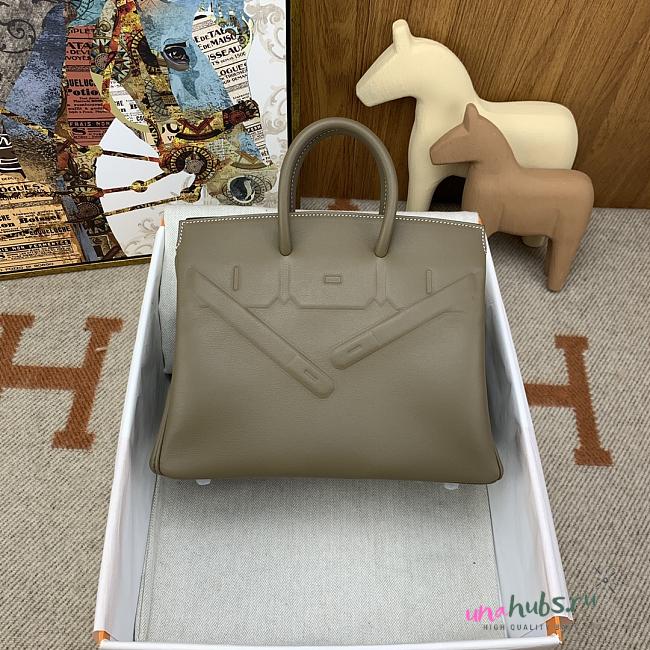 	 Hermès Birkin Shadow Swift leather green handbag 25cm - 1