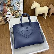 	 Hermès Birkin Shadow Swift leather blue handbag 25cm - 6