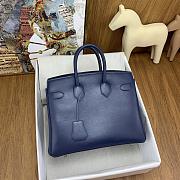 	 Hermès Birkin Shadow Swift leather blue handbag 25cm - 2