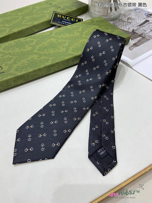 Gucci Horsebit Logo Black Tie - 1