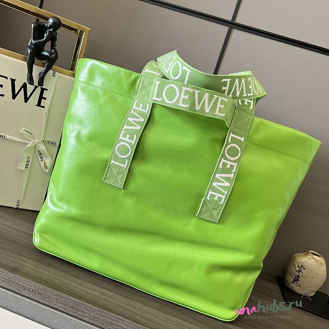 Loewe Distressed Leather Tote Bag In Green - 50*20*31cm - 1