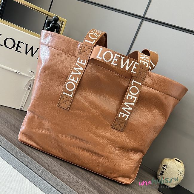 	 Loewe Distressed Leather Tote Bag In Brown - 50*20*31cm - 1