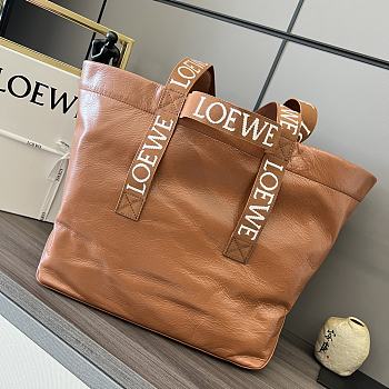 	 Loewe Distressed Leather Tote Bag In Brown - 50*20*31cm