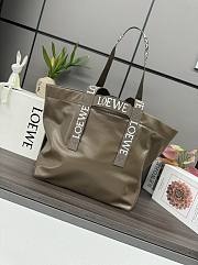 	 Loewe Distressed Leather Tote Bag In Dark Green - 50*20*31cm - 3