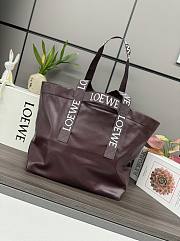 Loewe Distressed Leather Tote Bag In Burgundy - 50*20*31cm - 1