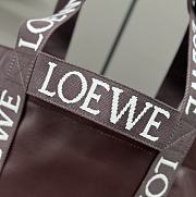 Loewe Distressed Leather Tote Bag In Burgundy - 50*20*31cm - 4