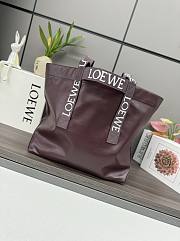 Loewe Distressed Leather Tote Bag In Burgundy - 50*20*31cm - 3