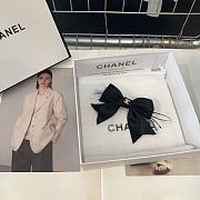 Chanel Bow Hair Clip Black CC Logo - 5