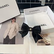 Chanel Bow Hair Clip Black CC Logo - 4