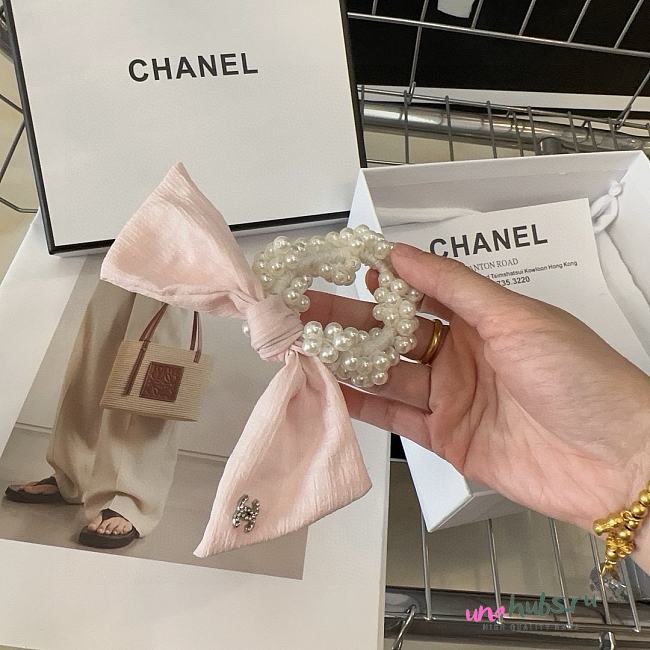 Chanel Pink Hair Tie - 1