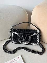 Valentino Crystal Embellished VLogo Locò Shoulder Bag 19x10.5x5cm - 1