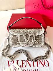 Valentino Crystal Embellished VLogo Locò Shoulder Bag 19x10.5x5cm - 2