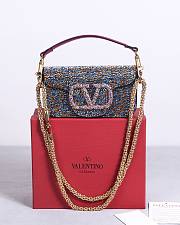 Valentino Crystal Multicolor Embellished VLogo Locò Shoulder Bag 19x10.5x5cm - 1