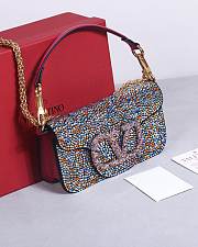 Valentino Crystal Multicolor Embellished VLogo Locò Shoulder Bag 19x10.5x5cm - 4