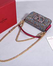 Valentino Crystal Multicolor Embellished VLogo Locò Shoulder Bag 19x10.5x5cm - 2