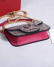 Valentino Crystal Multicolor Embellished VLogo Locò Shoulder Bag 19x10.5x5cm - 3