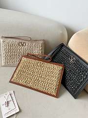 Valentino Vlogo Signature Raffia Clutch - 1