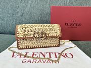 Valentino Garavani Beige & Brown VLogo Signature Raffia Shoulder Bag 20x10.5x4CM - 1