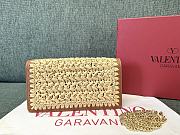 Valentino Garavani Beige & Brown VLogo Signature Raffia Shoulder Bag 20x10.5x4CM - 3