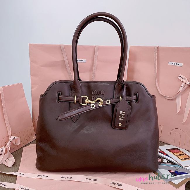 Miu Miu Brown Aventure Nappa Leather Bag - 31X40X13CM - 1