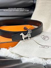 HERMES AU CARRE BELT BUCKLE & REVERSIBLE LEATHER HORSE LOGO 3.2cm - 5