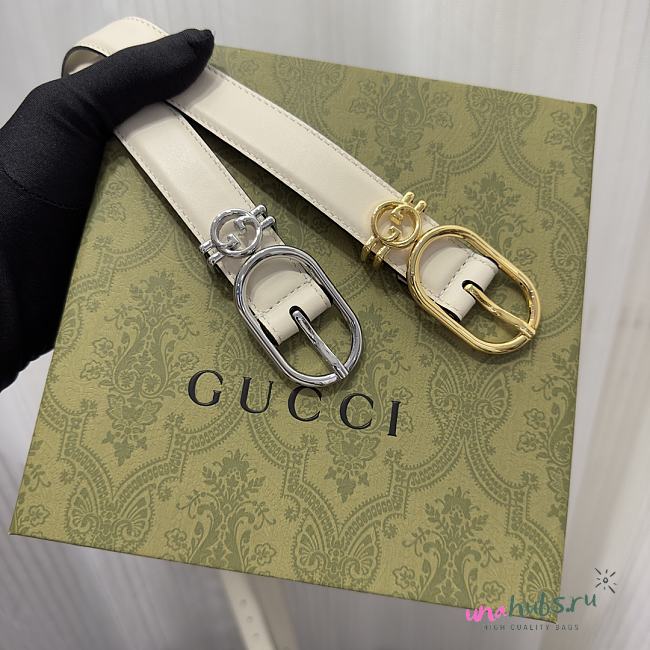 Gucci White Leather Belt 2.5cm - 1