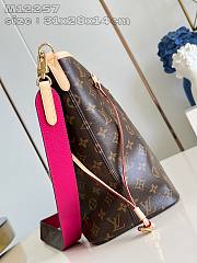 	 Louis Vuitton Neverfull MM With Leather Strap Monogram Canvas Pink - 2