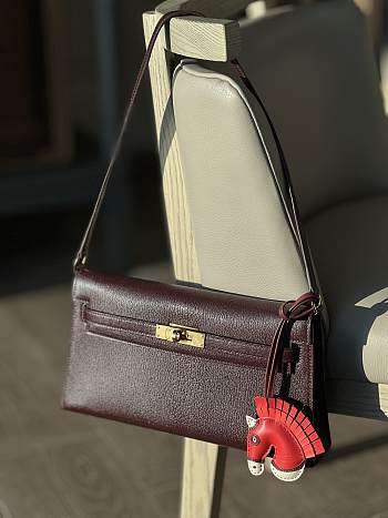 Hermes Kelly Elan Burgundy Bag - 27.5x15x5cm