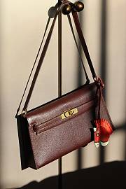 Hermes Kelly Elan Burgundy Bag - 27.5x15x5cm - 4