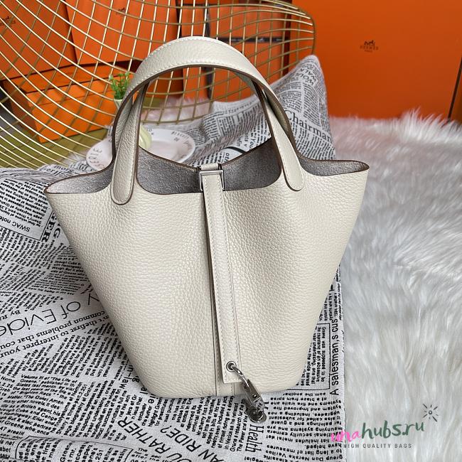 	 Hermes Picotin 18 White Silver Hardware - 1