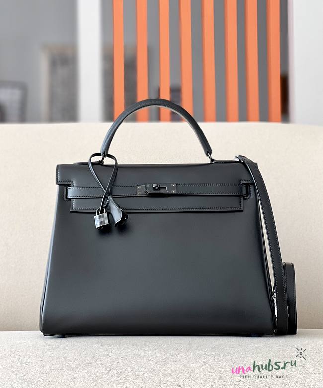 Hermes Grace Kelly All Black Swift Box Leather - 35*13*25cm - 1