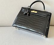 	 Hermes Grace Kelly All Black Crocodile Leather - 35*13*25cm - 4