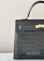 	 Hermes Grace Kelly All Black Crocodile Leather - 35*13*25cm - 3