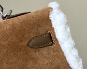 Hermes Kelly 35 Ebene Box, Veau Doblis and Shearling Teddy Retourne Palladium Hardware - 5