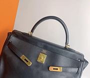 Hermes Kelly 35 Black Gold Hardware Swift Box Leather - 2