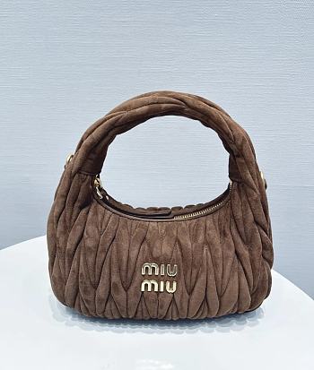 Miu Miu Brown Matelassè Suede Hobo Bag