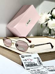 Miu Miu Gold Metal Oval Sunglasses - 5