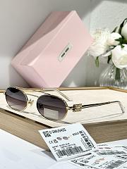 Miu Miu Gold Metal Oval Sunglasses - 4