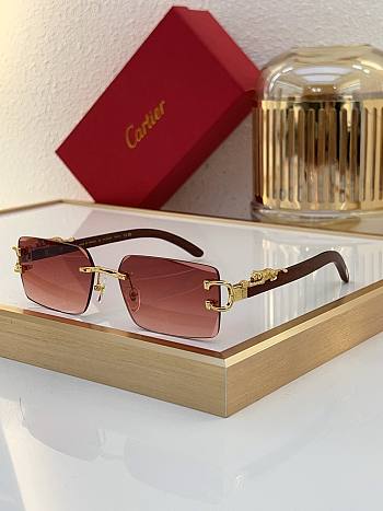 Cartier Rectangular Panthere Frameless Sunglasses