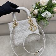 Dior Small Lady White Patent Leather Bag - 20*16*8cm - 1