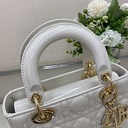 Dior Small Lady White Patent Leather Bag - 20*16*8cm - 3