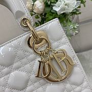 Dior Small Lady White Patent Leather Bag - 20*16*8cm - 2