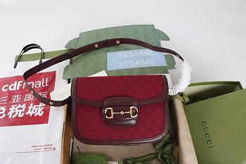 Gucci Horsebit 1955 Canvas Red Shoulder Bag 25x18x8CM