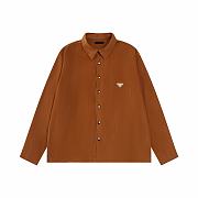 Prada logo-embroidered corduroy shirt - 1