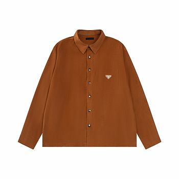 Prada logo-embroidered corduroy shirt