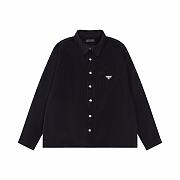 Prada logo-embroidered corduroy shirt - 2