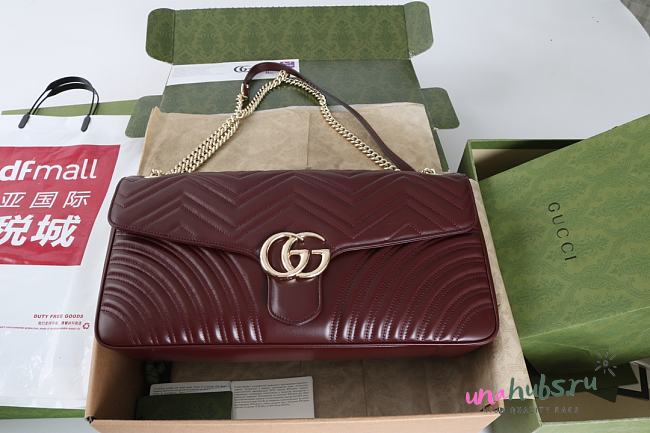 Gucci GG Marmont large shoulder bag in burgundy - 40x21x8.5CM - 1