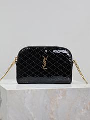 YSL Gaby Patent Black Leather Bag - 19x3x3.5cm  - 1